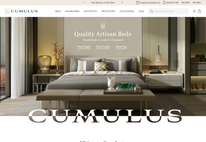 Cumulus Beds - Website screenshot